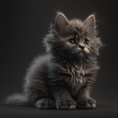 Fototapeta na wymiar Grey Cat With Blue Eyes 2 - Generative AI