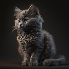 Fototapeta na wymiar Grey Cat With Blue Eyes - Generative AI