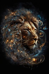 Zodiac-inspired portrait showcasing Leo's fiery energy and regal presence