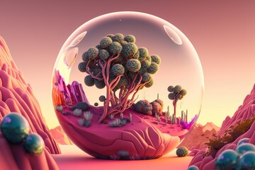An Enchanting Realm of Spherical Delights: A Candy and Cannabis Dreamland - obrazy, fototapety, plakaty