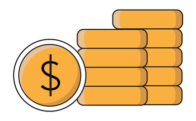Simple, Modern Icon of A Stack of Coins, Representing Wealth, Savings, Finances and Business. Perfect for Financial Apps, Websites and Presentations.