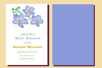 Blue Flowers Wildflower Floral Baby Shower Invitation