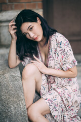 portrait of an asian girl in spring