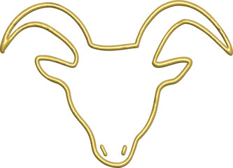 3d gold Zodiac sign Capricorn