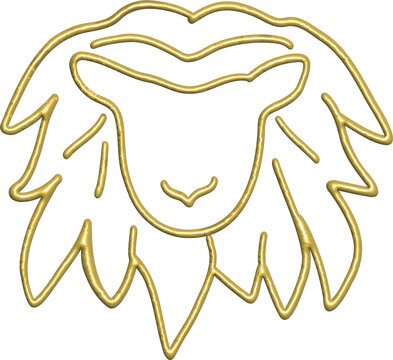 3d gold Zodiac sign Leo