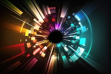 Colorful Tech, neon Light,Tunnel Background, generative AI