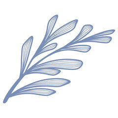Fototapeta na wymiar Blue line art leaf 