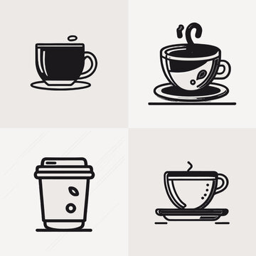 set of coffee cups, cup of coffee icon set, coffee cup logos, cup of coffee, illustration of a cup of coffee, Coffee cup logo images illustration design, vector flat design, icon set, icon sheet