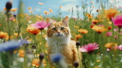 Tuinposter cat in the meadow © Dennis