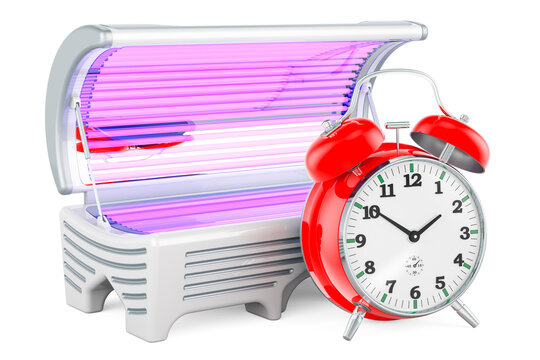 Tanning Bed with alarm clock, 3D rendering