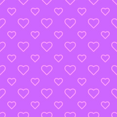 Endless seamless pattern of hearts  Pink vector hearts on a Purple background Wallpaper for wrapping paper Background. Vector illustration Textile Fabric design. Pattern with hearts Celebration Heart