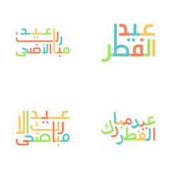 Vector Illustrations of Eid Mubarak with Festive Calligraphy