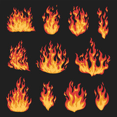 Blazing fire colorful set emblems © DGIM studio