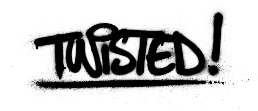 graffiti twisted word sprayed in black over white