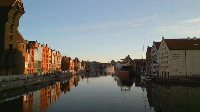 Gdansk old town from drone