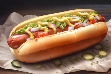 hotdog illustration, Generative AI