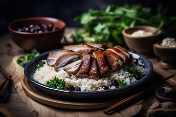 chinese duck on rice, Generative AI