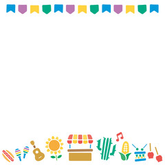 Decorative background frame for Festa Junina. Vector illustration for postcards, banners and posters.(Square Version)	