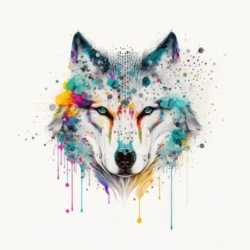 wildlife animal face background with colorful splatter for forest safari generative ai