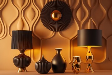 contemporary style bronze decoration lamps, generative AI