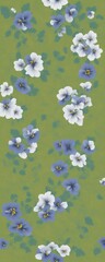 grass and flowers, blue and white flowers on a green background
