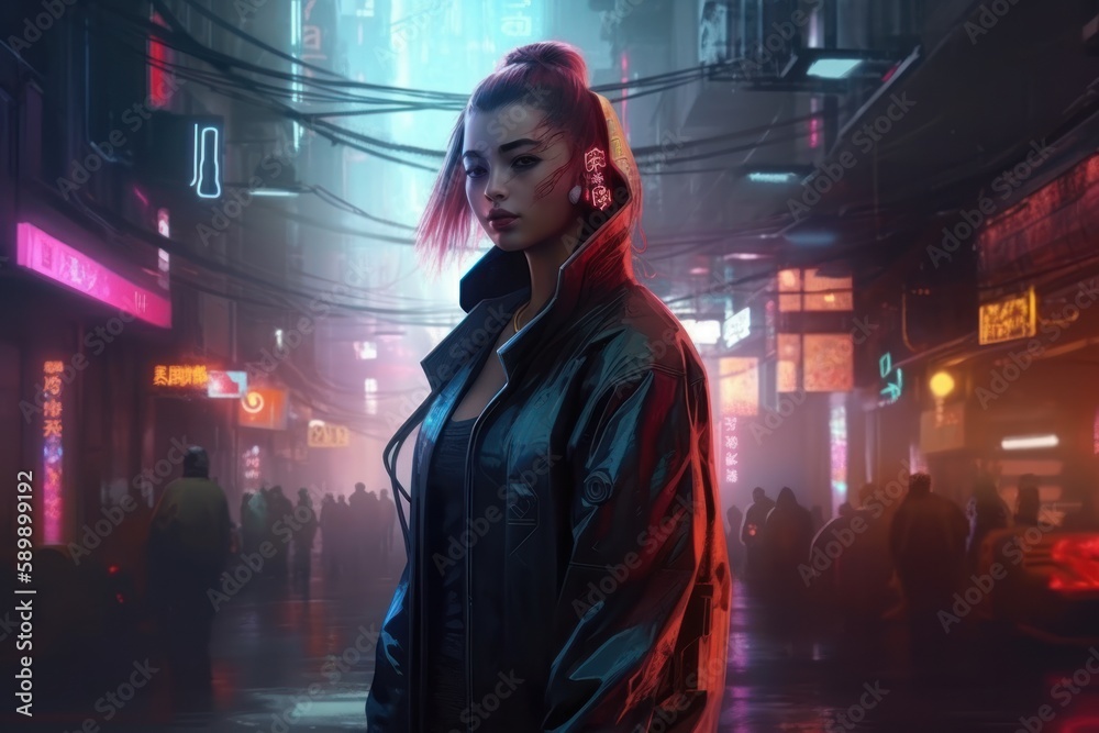 Wall mural Cyberpunk Style Game Art Wallpaper Background