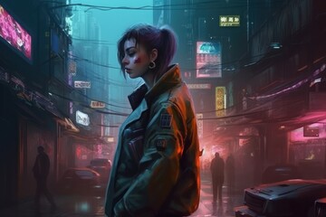 Fototapeta premium Cyberpunk Style Game Art Wallpaper Background