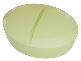 3d rendering of green pill isolated.