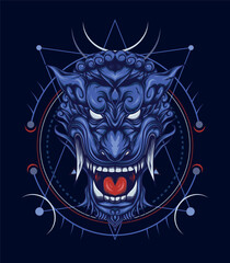 Foo dog head logo illustration