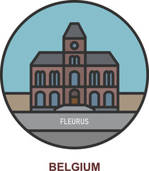 Naklejka premium Fleurus. Cities and towns in Belgium