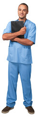 Portrait of a Male Nurse , Doctor Holding a Clipboard