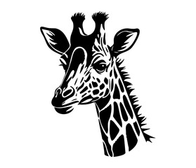 Obraz premium Giraffe Face, Silhouettes Giraffe Face SVG, black and white Giraffe vector