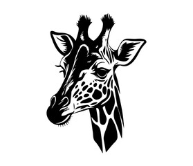 Giraffe Face, Silhouettes Giraffe Face SVG, black and white Giraffe vector