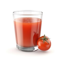  Fresh tomato juice highlighted on a white background.Generative AI