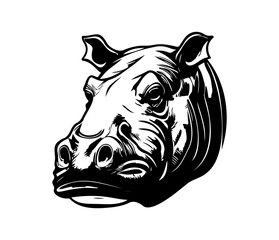 Obraz premium Hippopotamus Face, Silhouettes Hippopotamus Face SVG, black and white Hippo vector