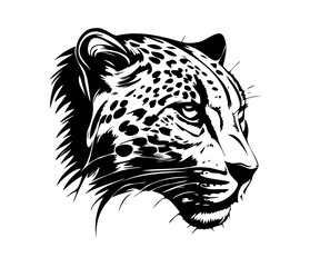 Leopard Face, Silhouettes Leopard Face SVG, black and white Leopard vector