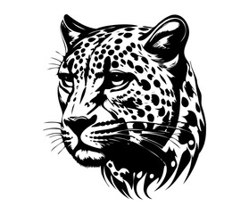 Leopard Face, Silhouettes Leopard Face SVG, black and white Leopard vector