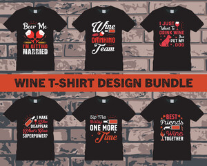 Wine Quote t shirt design bundle.