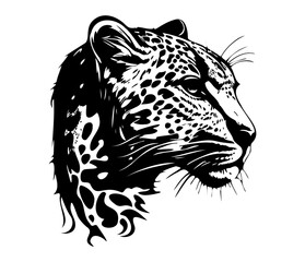 Leopard Face, Silhouettes Leopard Face SVG, black and white Leopard vector