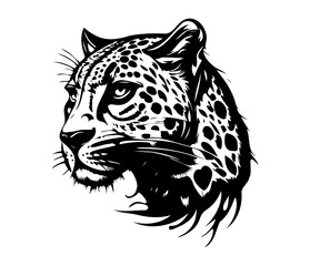 Leopard Face, Silhouettes Leopard Face SVG, black and white Leopard vector