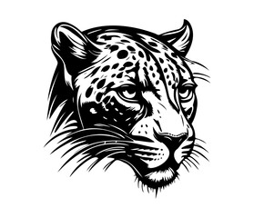Leopard Face, Silhouettes Leopard Face SVG, black and white Leopard vector