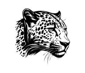 Leopard Face, Silhouettes Leopard Face SVG, black and white Leopard vector