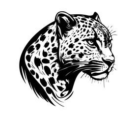 Leopard Face, Silhouettes Leopard Face SVG, black and white Leopard vector