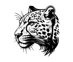 Leopard Face, Silhouettes Leopard Face SVG, black and white Leopard vector
