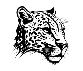 Leopard Face, Silhouettes Leopard Face SVG, black and white Leopard vector