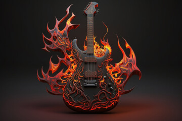 Ai-Generated Guitar Spotlight psychedelic art, Neon, Energy, Music, Album Cover