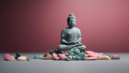 Statue of Buddha in meditation digital render