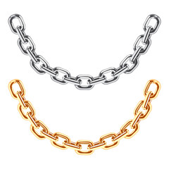 gold and silver chains isolated without background