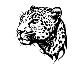 Leopard Face, Silhouettes Leopard Face SVG, black and white Leopard vector