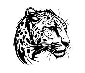 Leopard Face, Silhouettes Leopard Face SVG, black and white Leopard vector